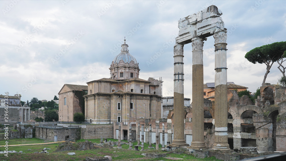 The Roman Forum (Foro Romano or Forum Magnum) surrounded by the ruins