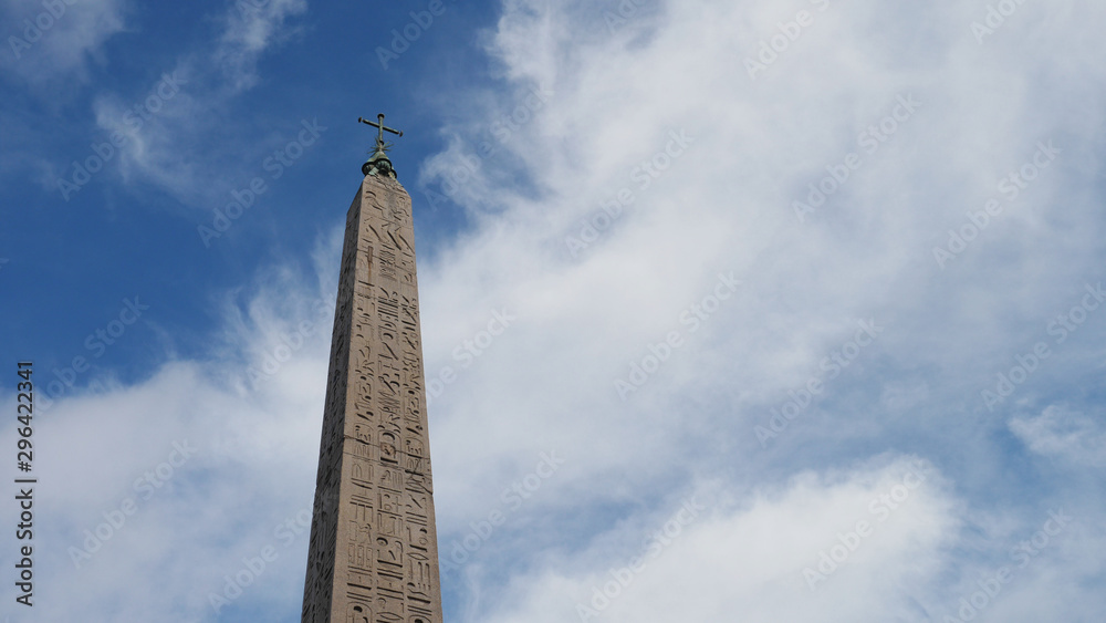 Detail of the Flaminio Obelisk in center of Piazza del Popolo (People's Square)
