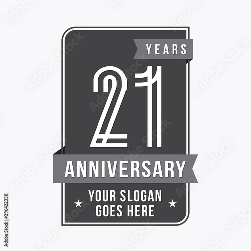 21 years anniversary design template. Twenty-one years celebration logo. Vector and illustration. 