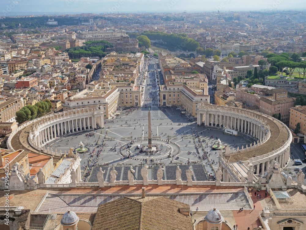 Top view panorama of Piazza San Pietro (St. Peter Square) in Vatican