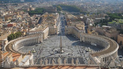 Aerial panorama of Piazza San Pietro (St. Peter Square) in Vatican
