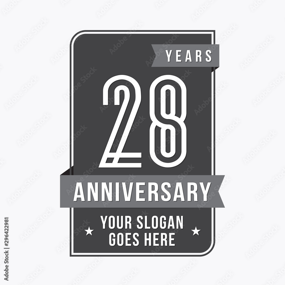 Fototapeta premium 28 years anniversary design template. Twenty-eight years celebration logo. Vector and illustration. 