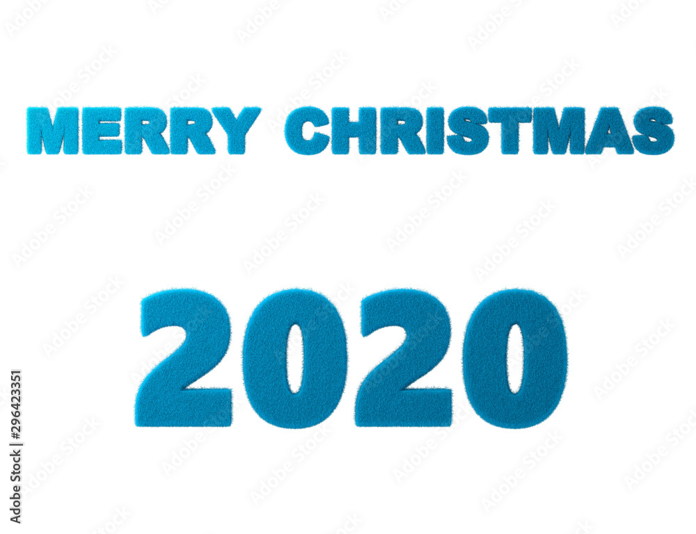 3D render. Merry Christmas. 2020 happy new year letter