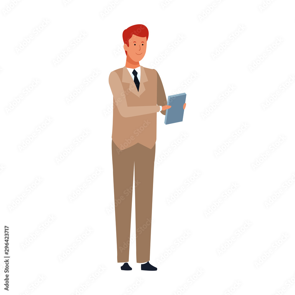 cartoon businessman wearing suit and tie icon cartoon businessman wearing suit and tie icon