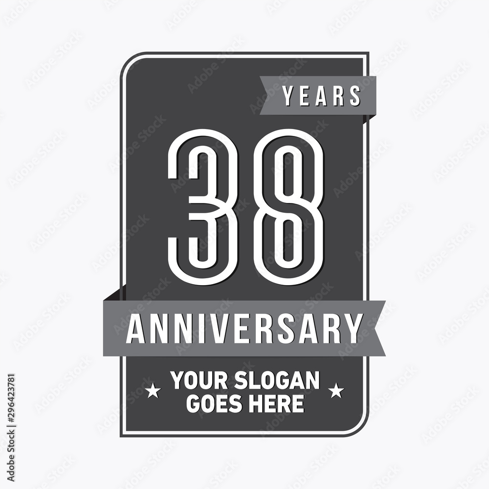 38 years anniversary design template. Thirty-eight years celebration logo. Vector and illustration. 