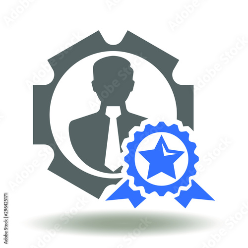 Business Work Skills Occupation Logo. Businessman gear award star icon vector.