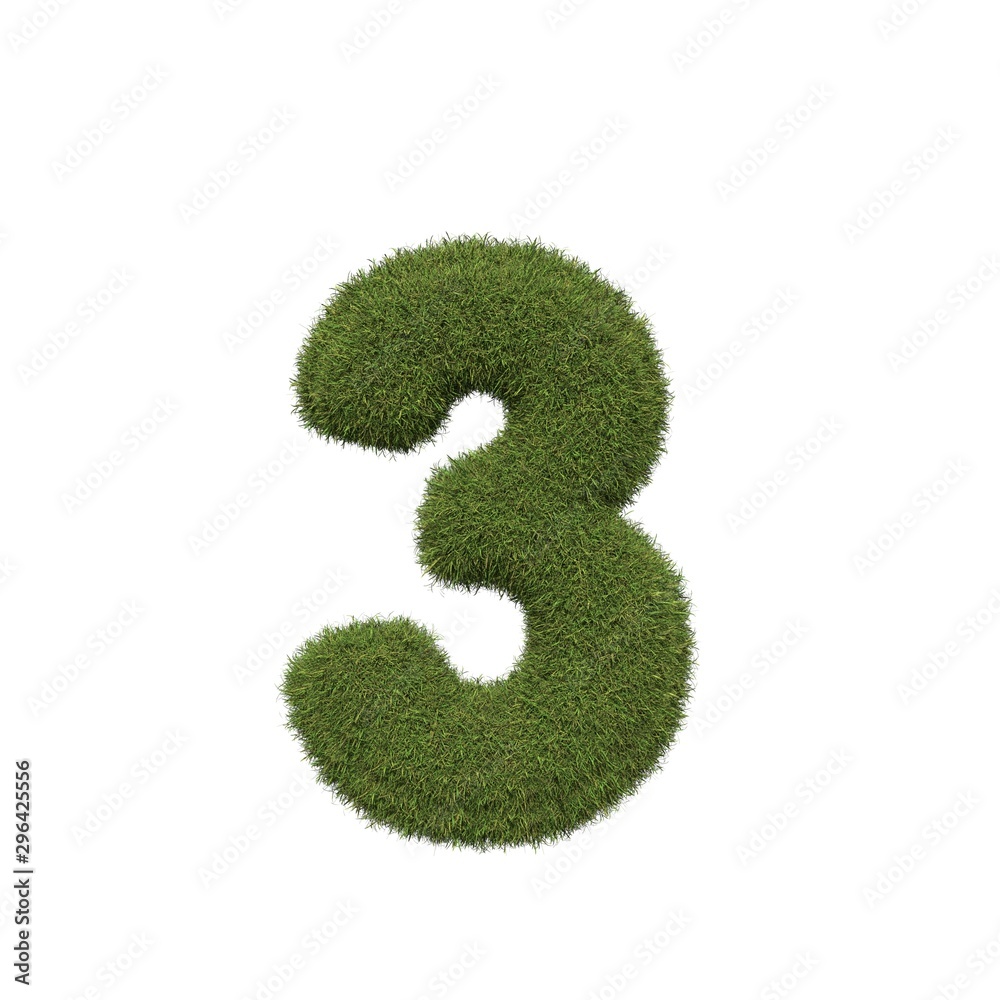 Grass number 3. Three. Isolated on white background Grass number 3. Three. Isolated on white background