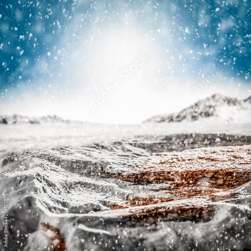 Winter background of snow and free space for your decoration.  © magdal3na