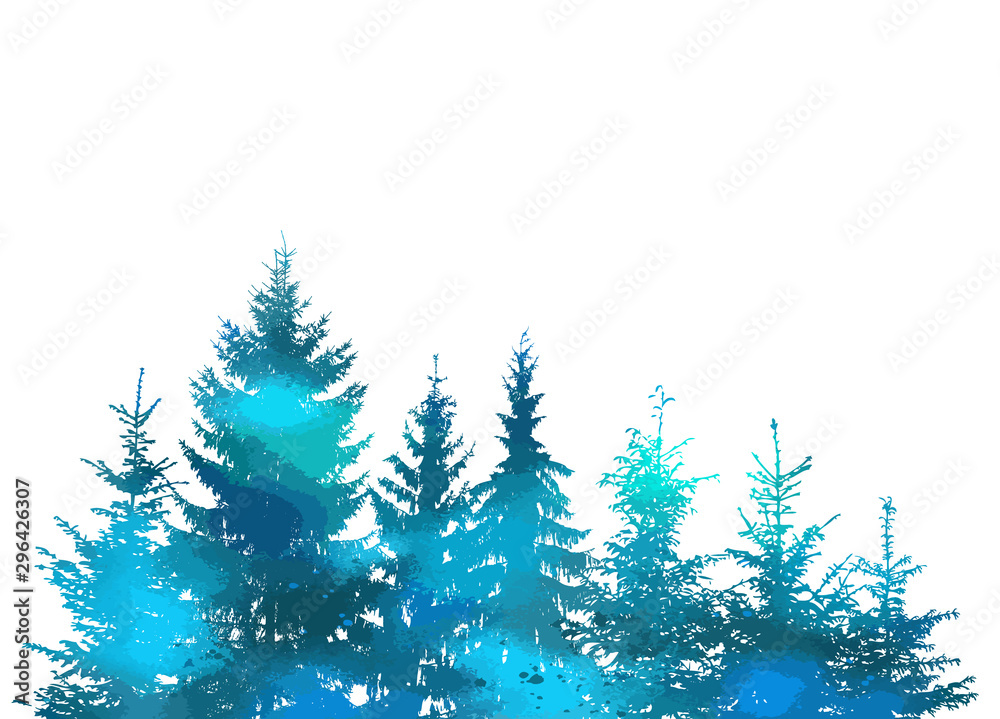 Fototapeta premium The Christmas tree silhouette is natural. Vector illustration