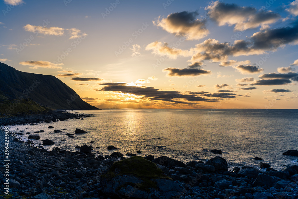 Sunset in Eggum coast, Lofoten, Norway