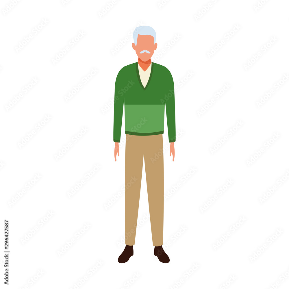 avatar old man icon, flat design