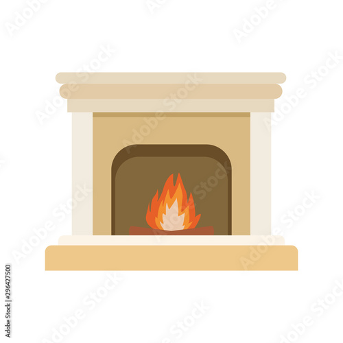 chimney with fire icon, flat design