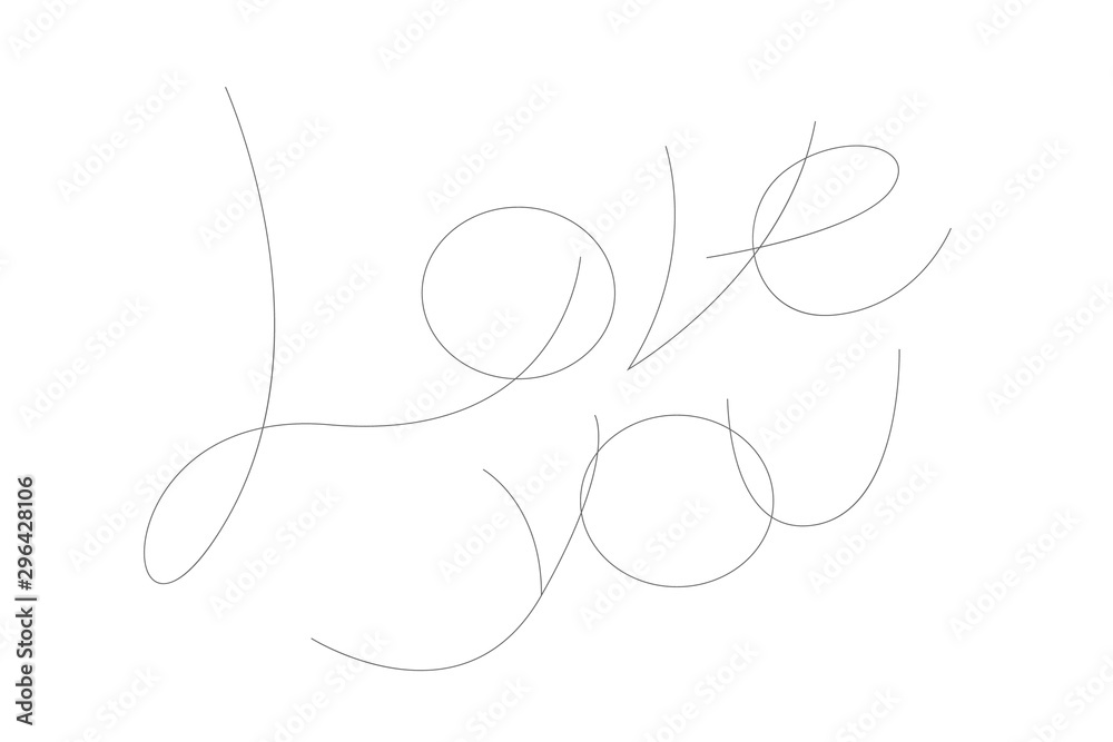love you lettering grey lines