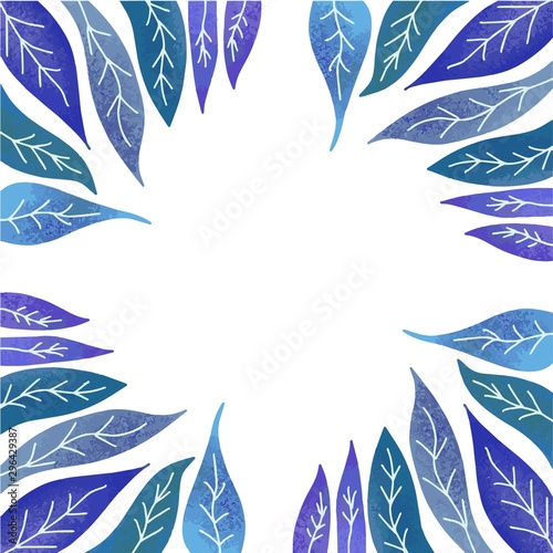 Beautiful green blue violet purple leaves, space for text in the middle, Modern vector illustration for different purposes, prints, presentations, decoration, fashion. leaves for fabric design.