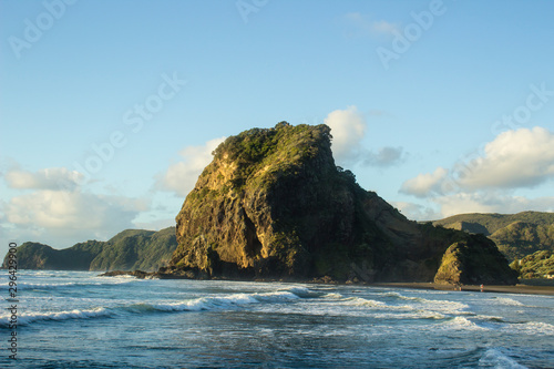 Lions rock on Piha beach in New Zealand 