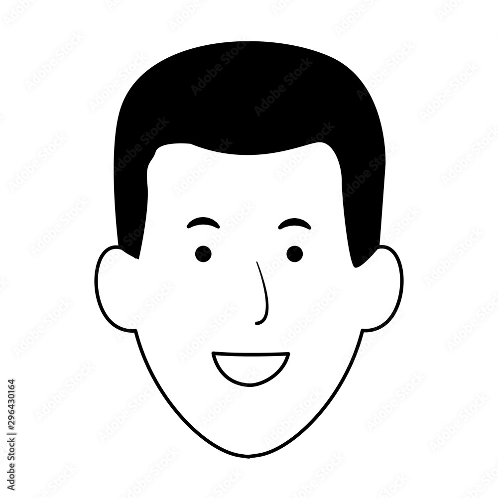 cartoon man face smiling icon, flat design