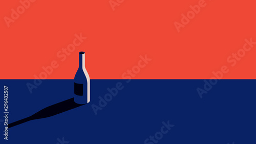A bottle of wine in a minimal style