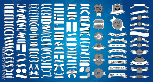 Beautiful Ribbons, Tags and Bows Collection Set Vector Design Eps 10