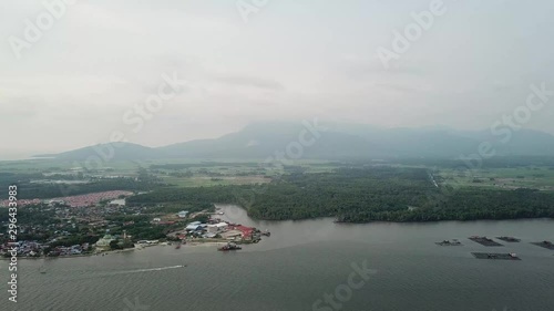Aerial view Tanjung Dawai fishing village. photo