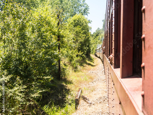 Tourist train called Valdiviano that runs from Valdivia to Antilhue with a 1913 locomotive type 57. Los Rios Region, in southern Chile.