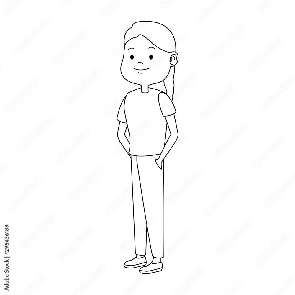 Fototapeta premium cartoon teen girl icon, flat design