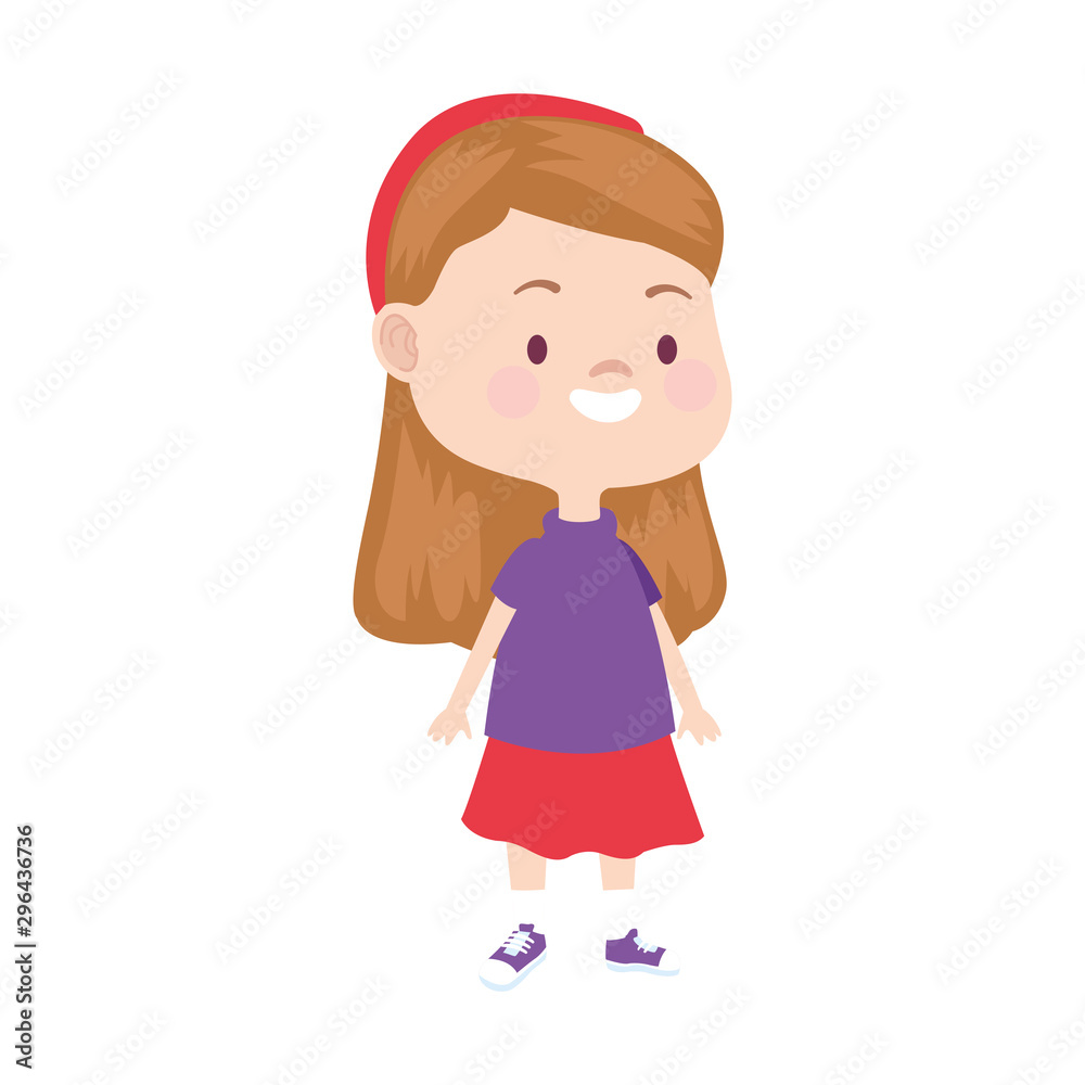 cartoon girl standing icon, flat design