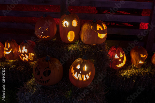 halloween pumpkins on black background