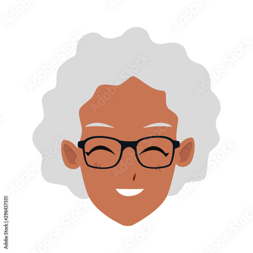 cartoon old woman with glasses, flat design