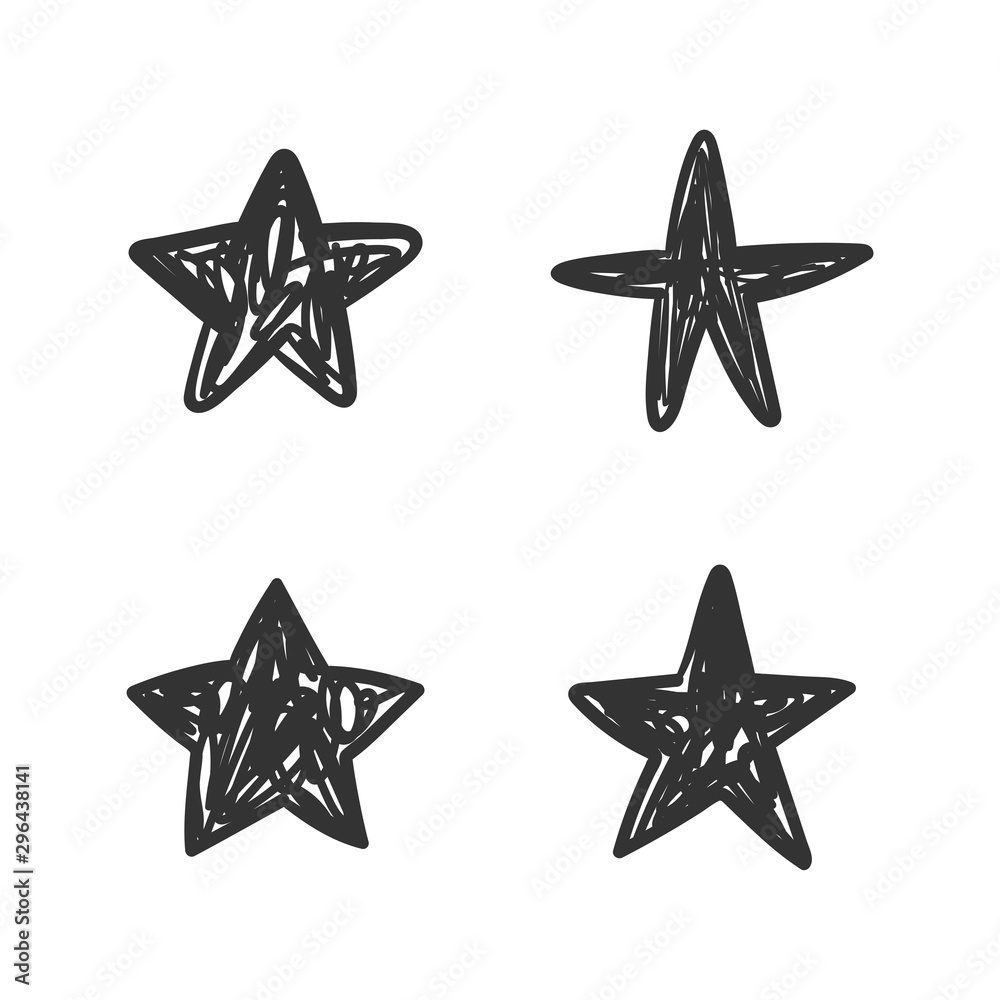 Hand drawn star, doodle set Hand drawn star, doodle set