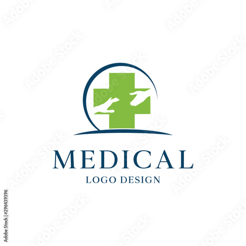 Negative space of hand in medical logo design