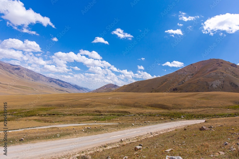Kyrgyzstan gorges.Sky blue. Mountain valley. Panoramic view. Park, outdoor. Kyrgyzstan gorges.Sky blue. Mountain valley. Panoramic view. Park, outdoor.