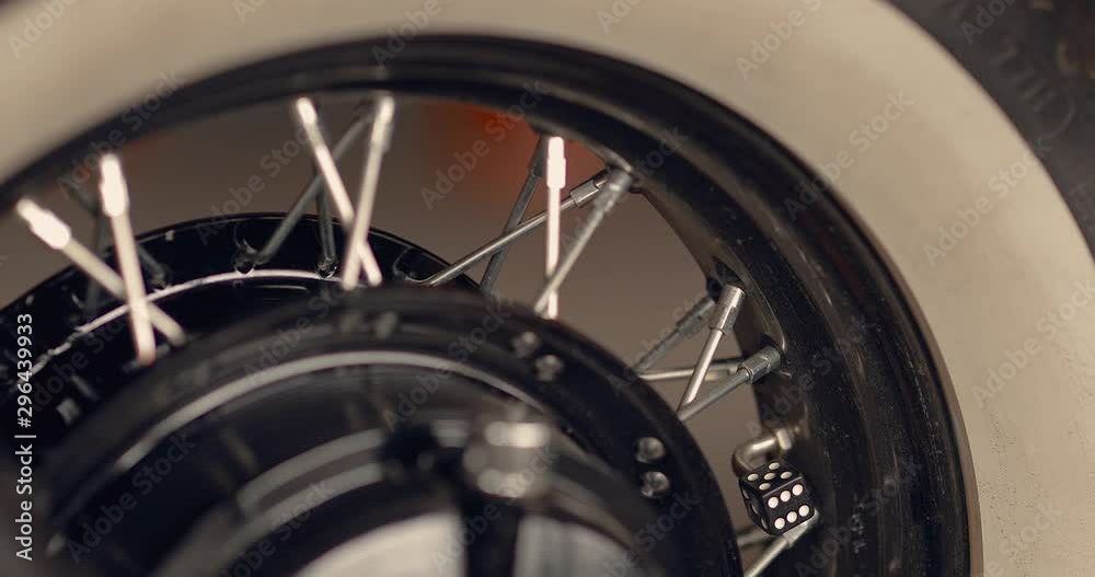 Motorcycle wheels and tires. Close-up. Motorcycle wheels and tires. Close-up.