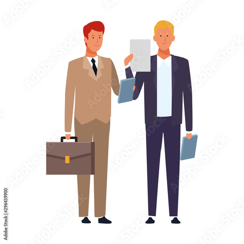 businessmen with documents and briefcases