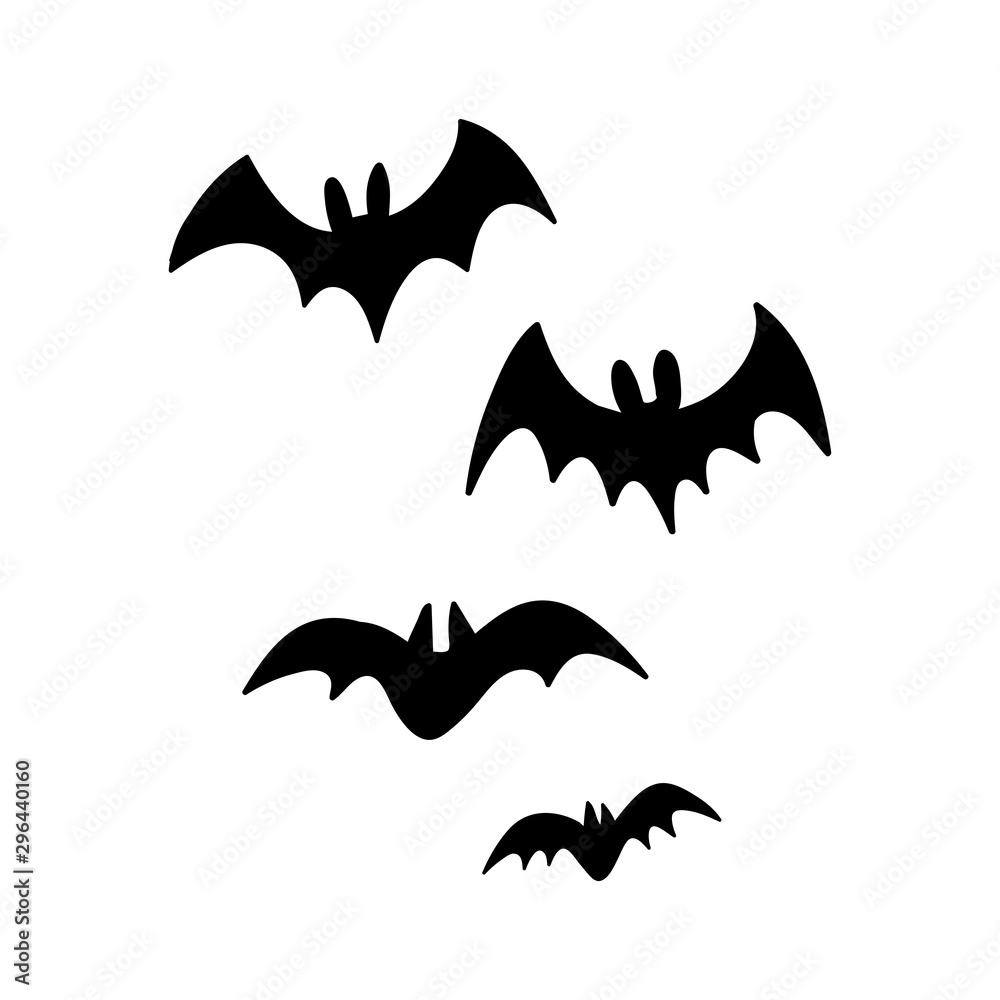 Fototapeta premium Halloween nietoperze sylwetki. Ikony wektorowe.