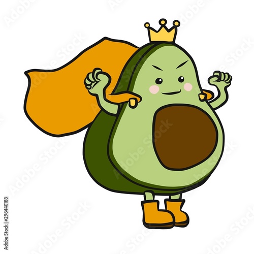 Avocado king cartoon vector illustration