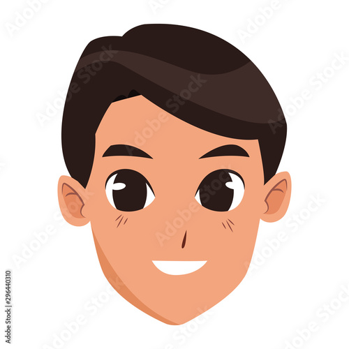 cartoon young man face, flat design