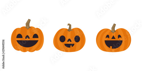 Cute pumpkin illustrations set. Happy cute characters for Halloween.