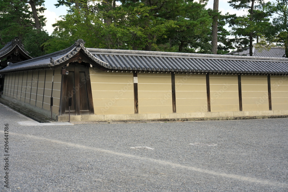 Kyoto,Japan-September 26, 2019: Exterior walls of Kyoto Sento Imperial Palace and Omiya Palace in late summer Kyoto,Japan-September 26, 2019: Exterior walls of Kyoto Sento Imperial Palace and Omiya Palace in late summer