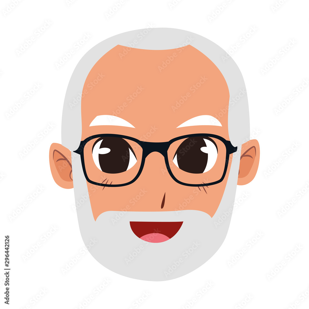 old man with beard, flat design Stock Vector | Adobe Stock