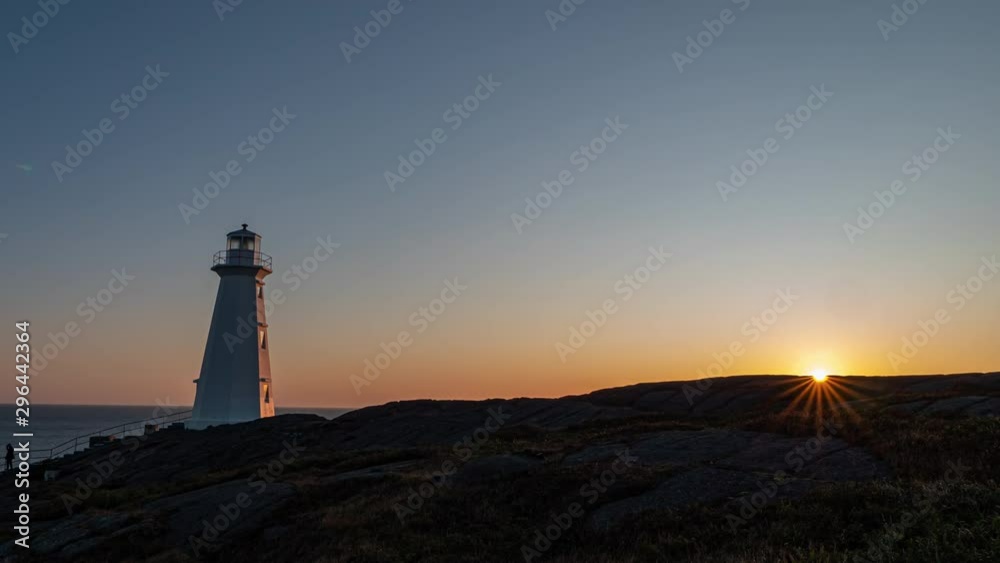 Sunrise timelapse at Cape Spear, Newfoundland. Wide angle shot with lighthouse.