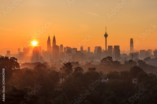 majestic sunrise over kuala lumpur, malaysia city skyline photo