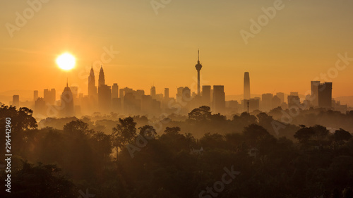 majestic sunrise over kuala lumpur, malaysia city skyline