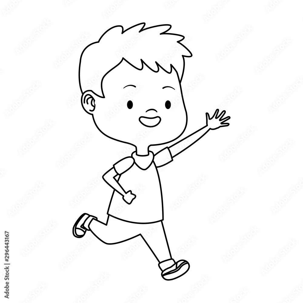 cartoon little boy playing, flat design