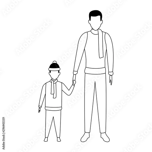 avatar man and kid, flat design