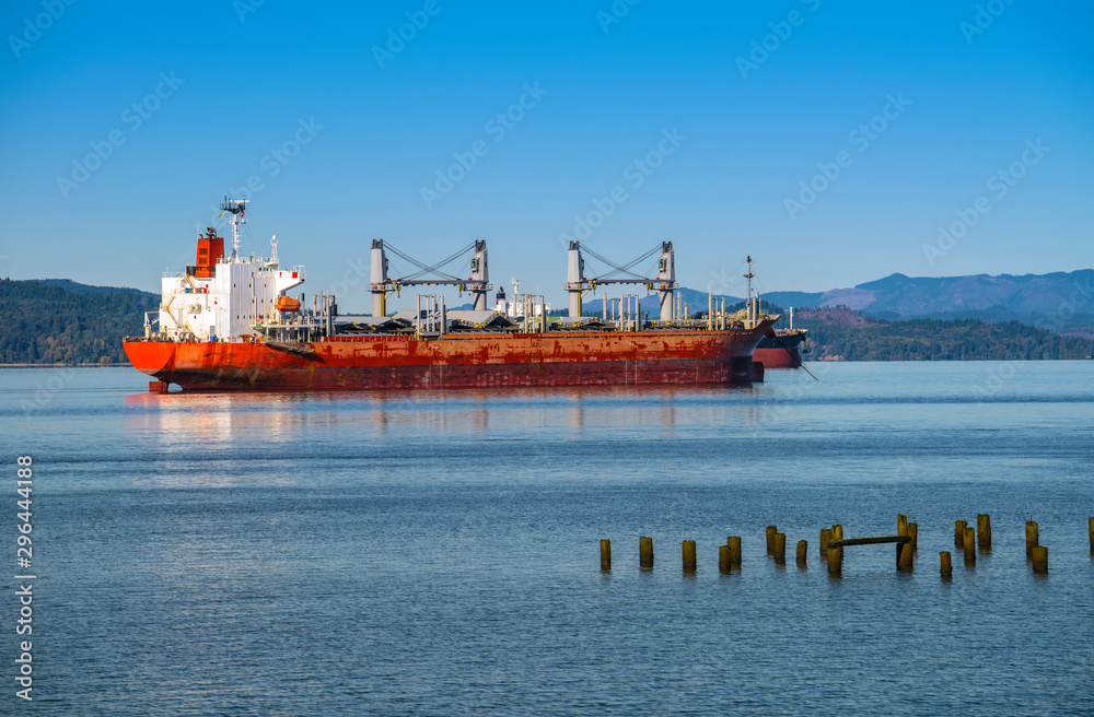 Tankers anchored in Astoria bay.