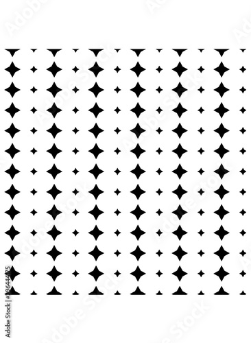 Seamless black star geometric pattern placed on a white background