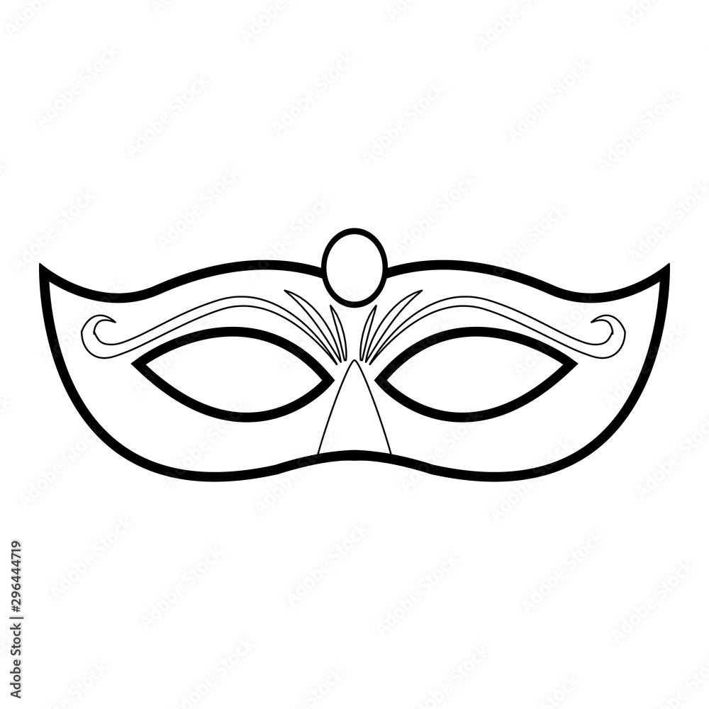 Mardi gras mask icon over white background, black and white design Mardi gras mask icon over white background, black and white design