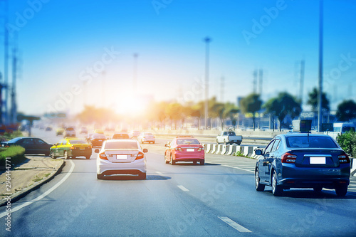Cars driving on high way road transportation