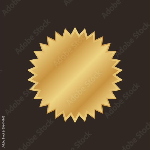 Golden badge label. Vector gold rosette.