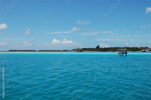 The blue Vilamendhoo Island in the Maldives